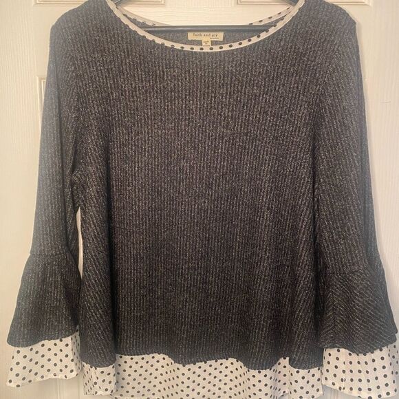 Faith and Joy Faux Top Double Layered 3/4 Length Sleeves - Picture 1 of 6